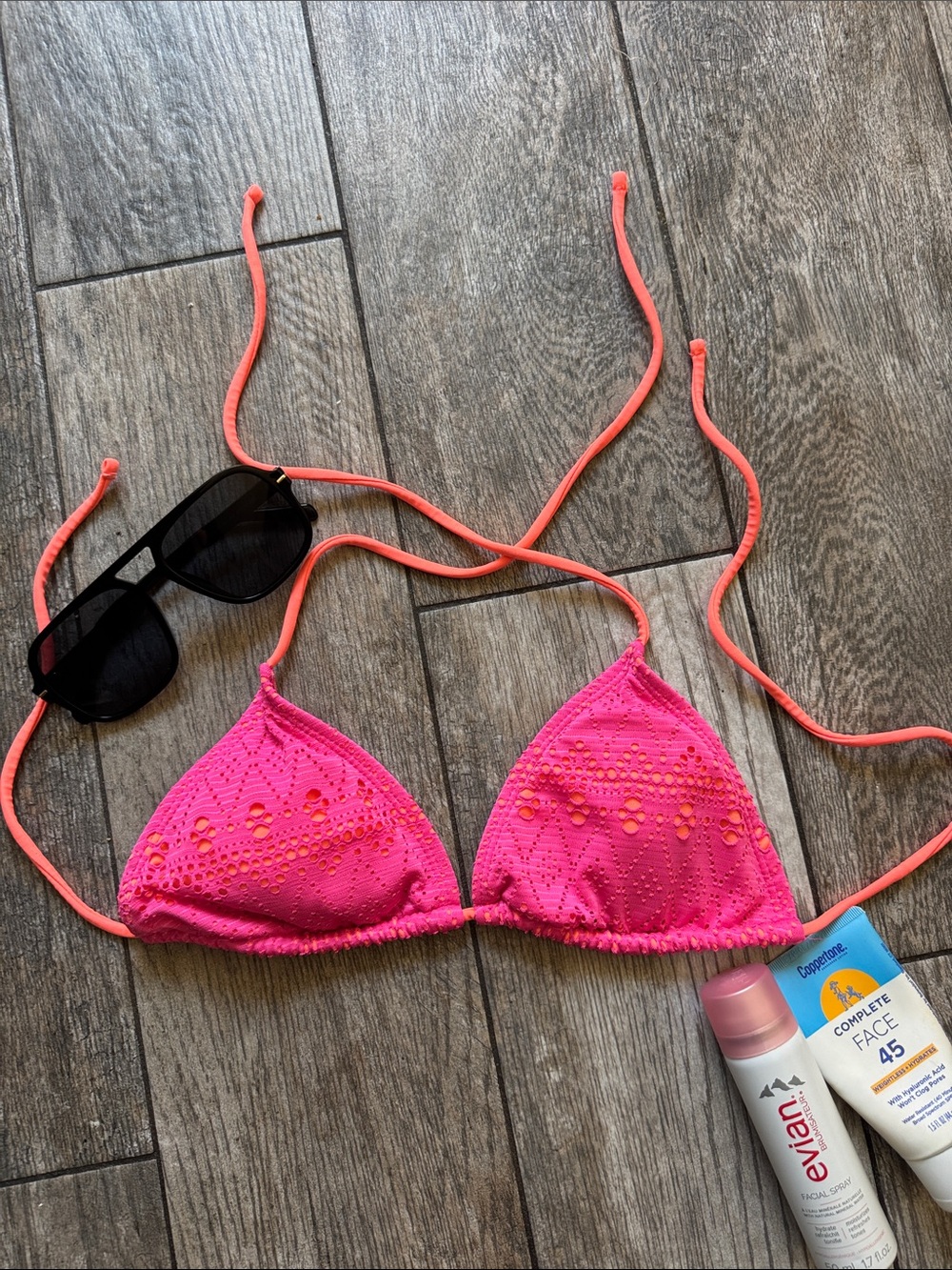 Pink padded bikini top